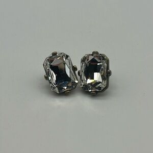 Joan Rivers Vintage Clear Crystal Rhinestone Post Earrings
